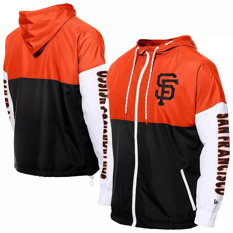 Men's New Era  Black/Orange San Francisco Giants Color Block Full-Zip Hoodie Windbreaker, Size: Large Product Image