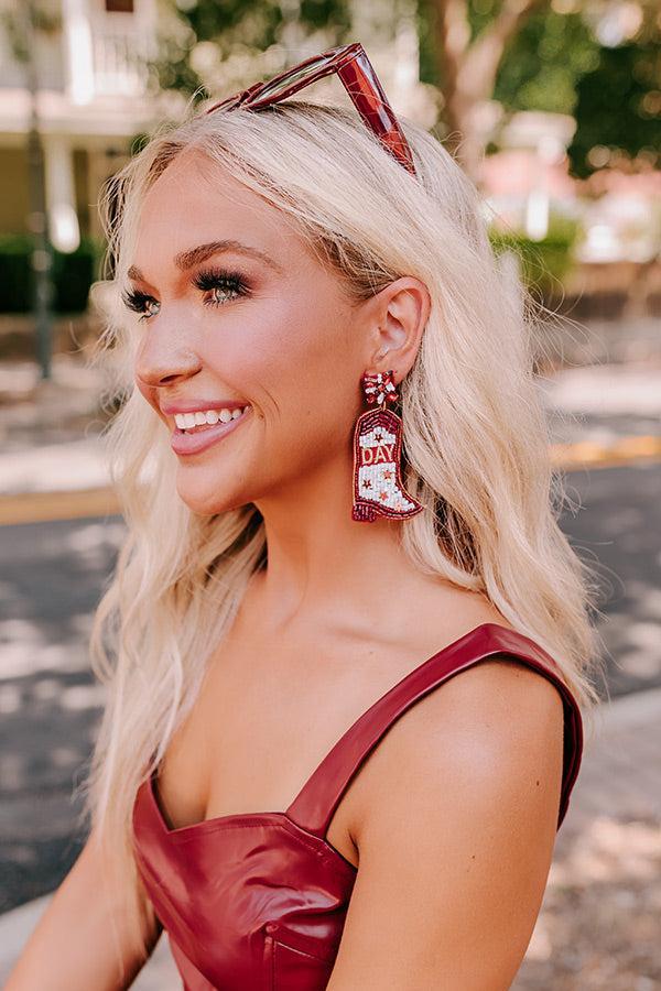 Game Day Down South Earrings In Maroon Product Image