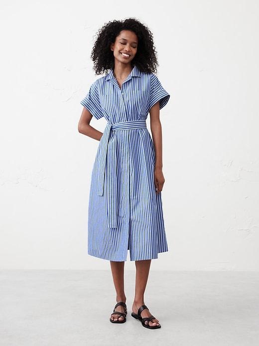Tie-Waist Midi Shirtdress Product Image
