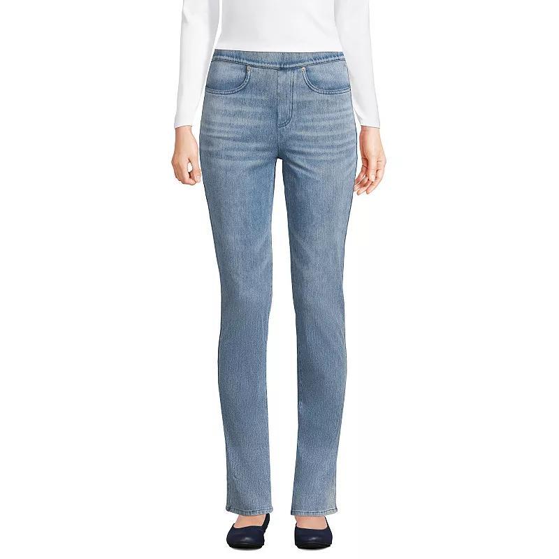 Womens Lands End Starfish Mid-Rise Pull-On Straight Jeans Product Image