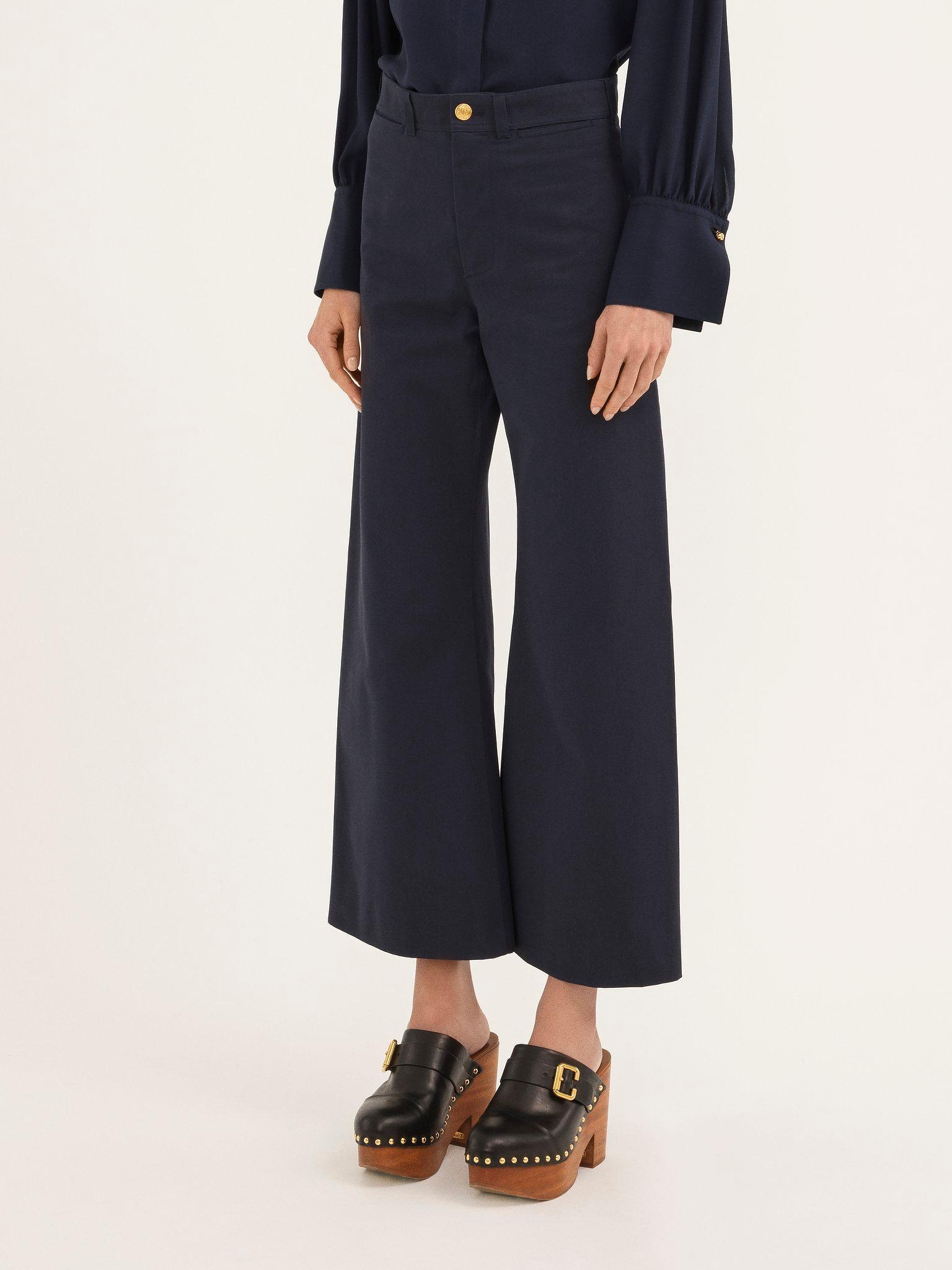 Cropped flared pants in cotton gabardine Product Image