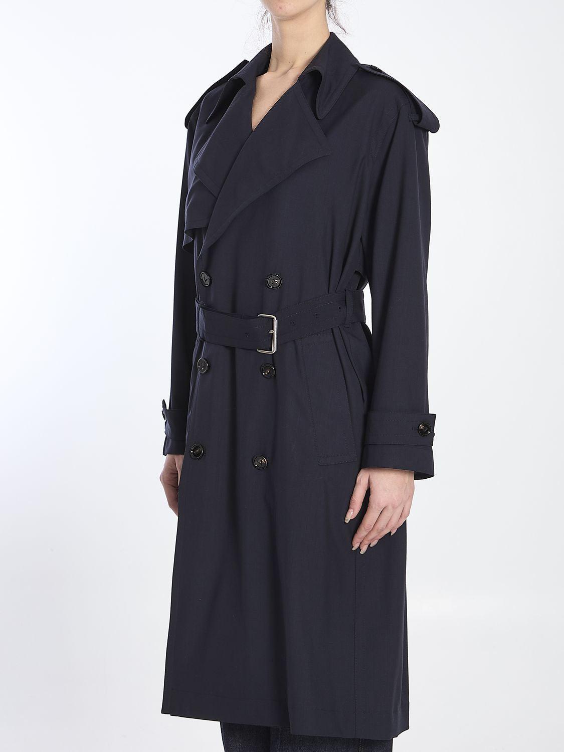BOTTEGA VENETA Fine Wool Trench Coat In Blue Product Image