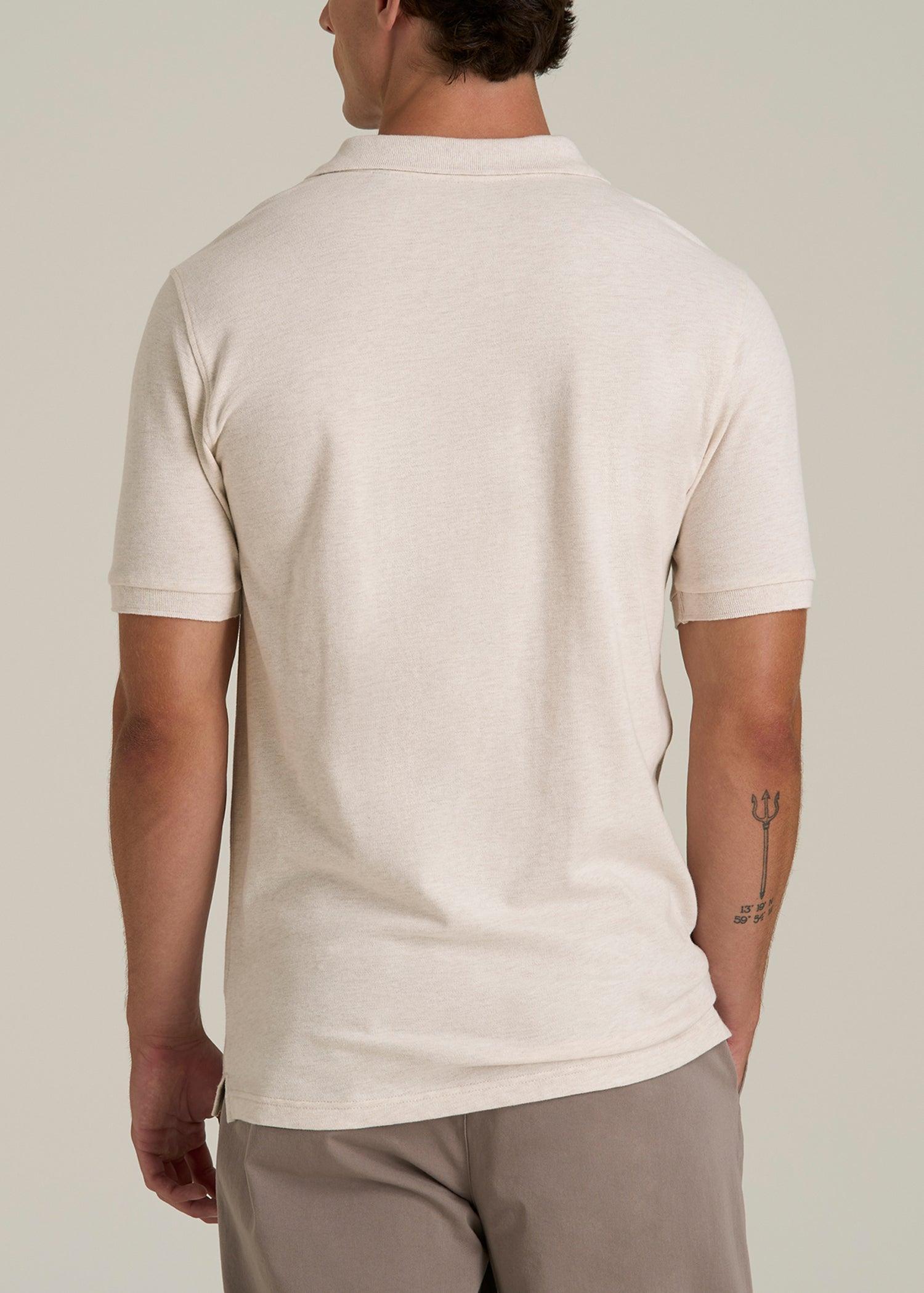 Men's Tall Classic Polo with Embroidered Logo in Heathered Oatmeal Male Product Image