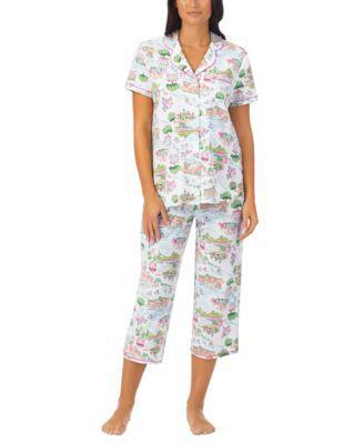 Cuddl Duds Womens 2-Pc. Notched-Collar Cropped Pajamas Set Product Image