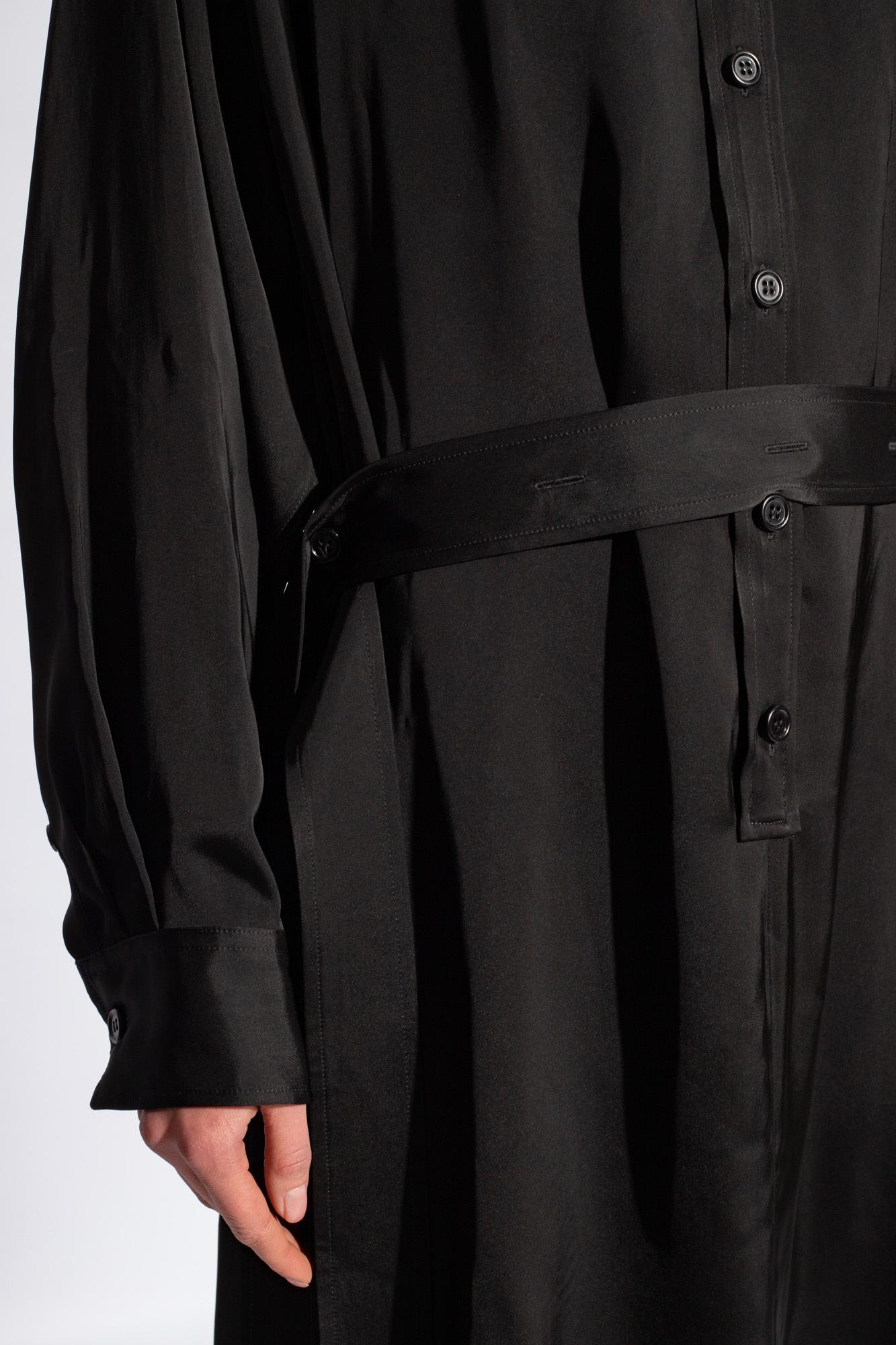FABIANA FILIPPI Belted Satin Shirtdress In Black Product Image