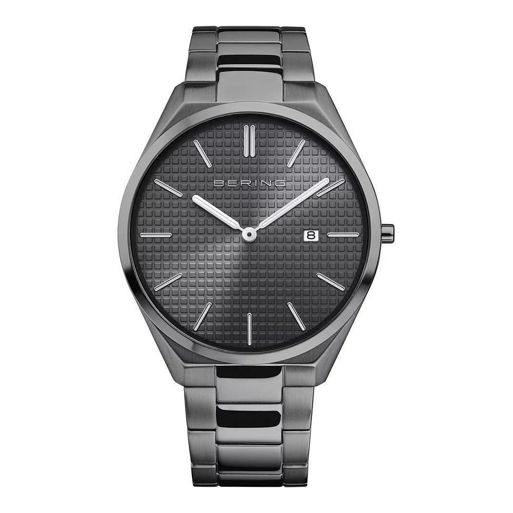 BERING Men's Ultra Slim Brushed Stainless Steel Bracelet Watch, Women's, Size: Large, Gray Product Image