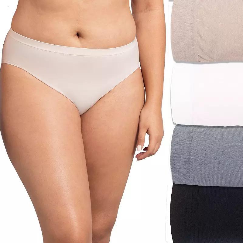 Women's Fruit of the Loom® Signature Seamless 4-pack Soft Hi-Cut Panty Set 4DSLHCTK, Size: 7, Silver Asst Product Image