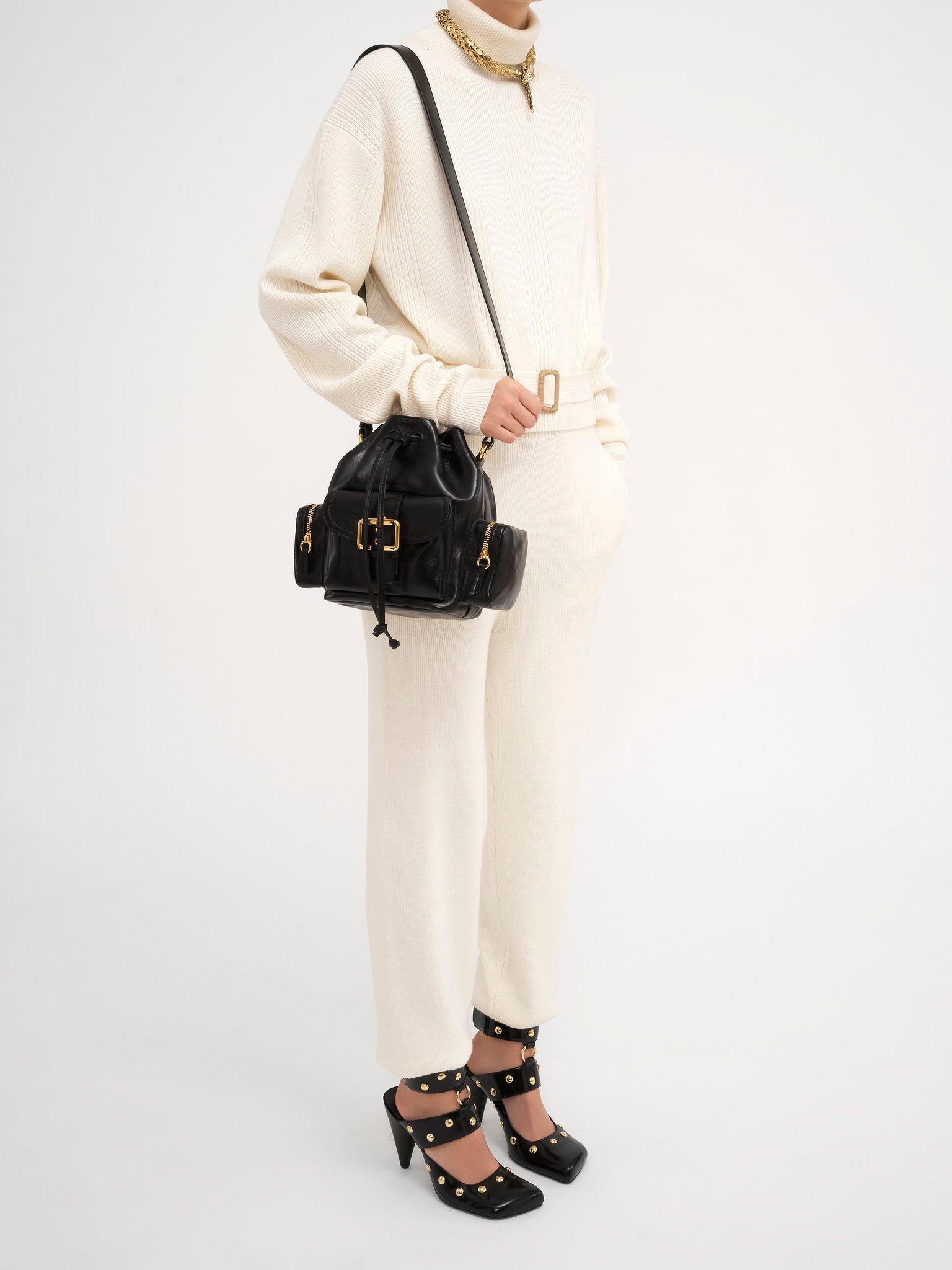 Camera Bucket bag in shiny leather Product Image
