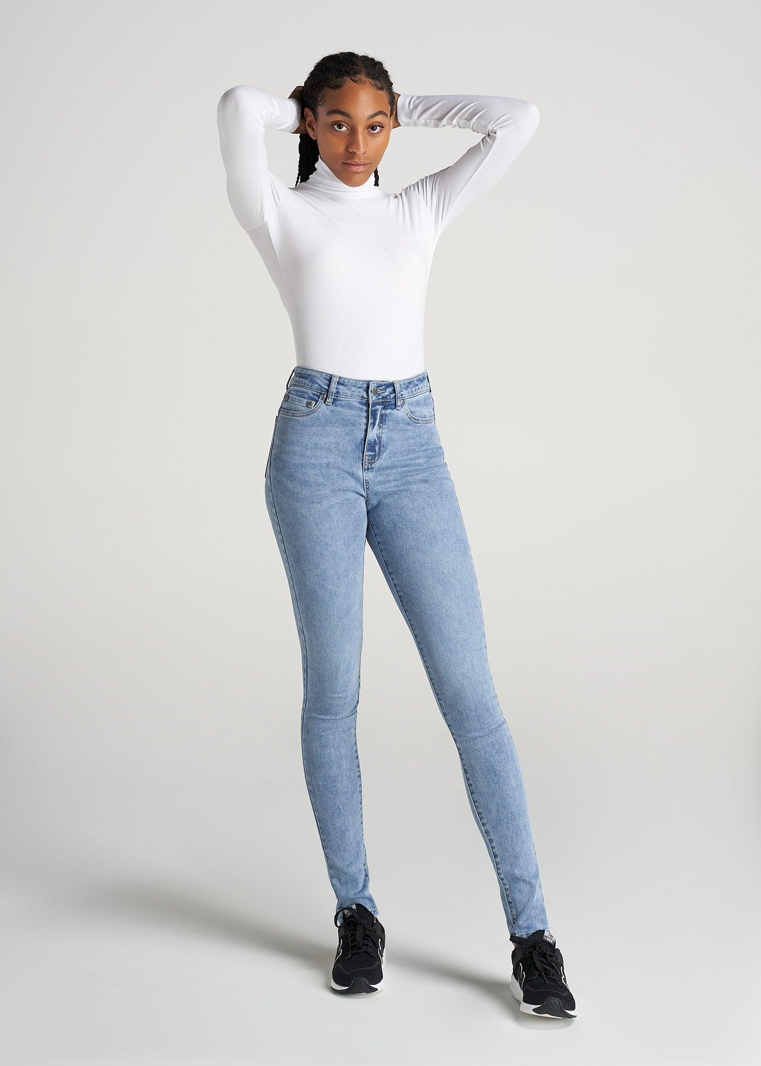 Tall Women's FITTED Long Sleeve Ribbed Turtleneck Tee in White Product Image