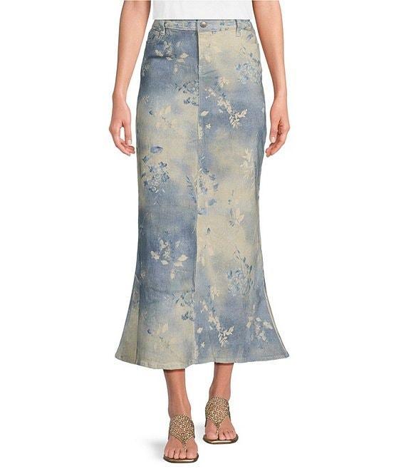 Reba Twill Antique Floral Print Skirt Product Image