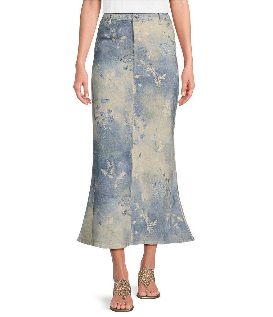 Reba Twill Antique Floral Print Skirt Product Image