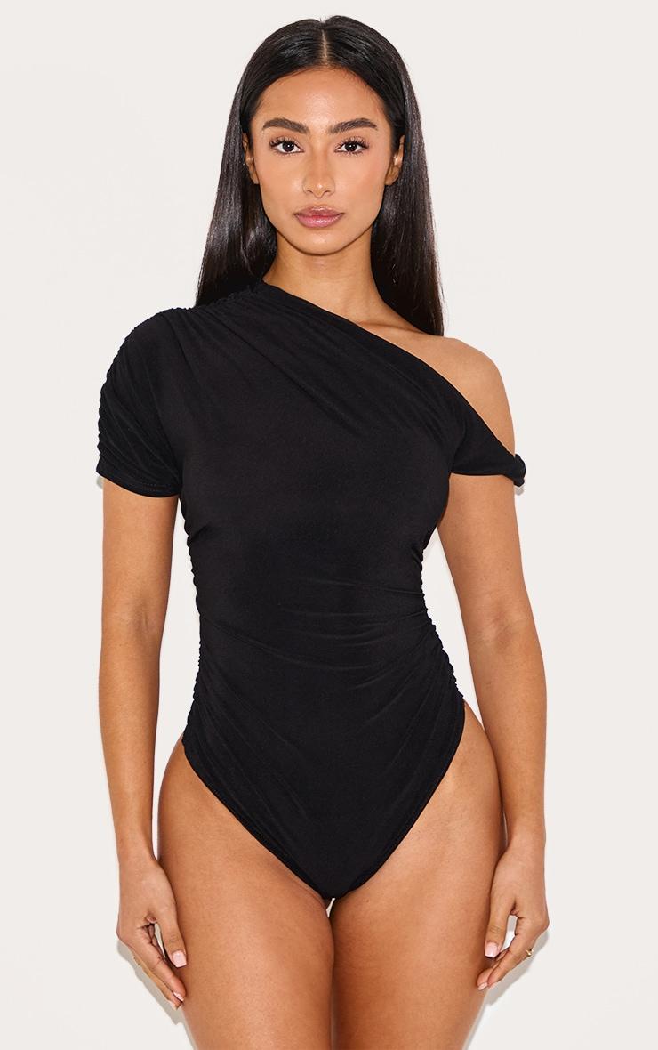 Petite Black Soft Touch Twist Detail Bodysuit Product Image