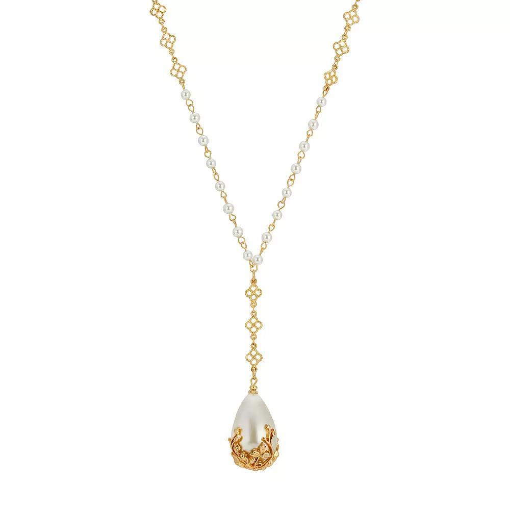 1928 Gold Tone Simulated Pearl Y-Necklace, Womens, White Product Image