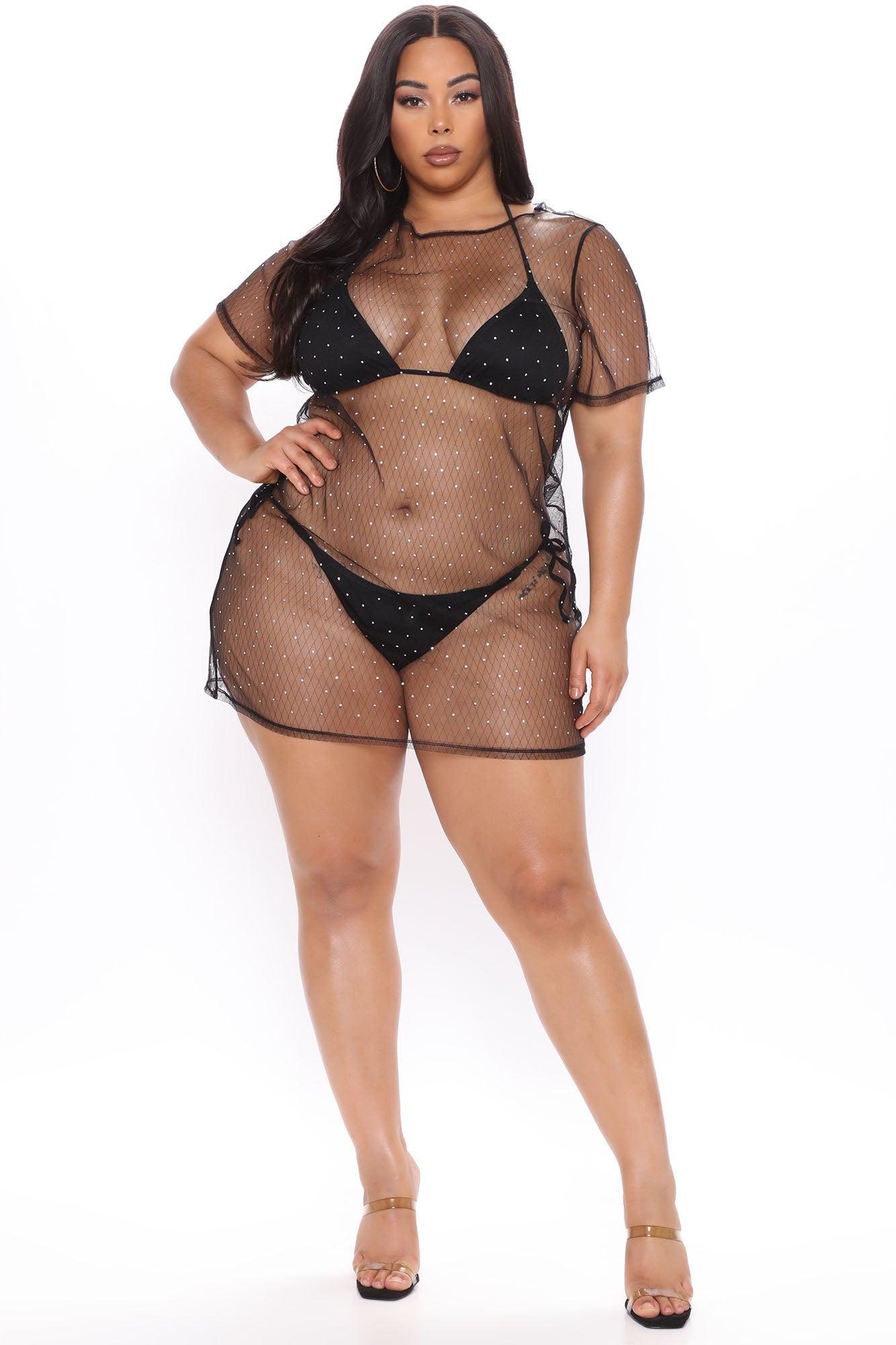 Cabo Sparkle Mesh Cover Up Dress - Black Product Image