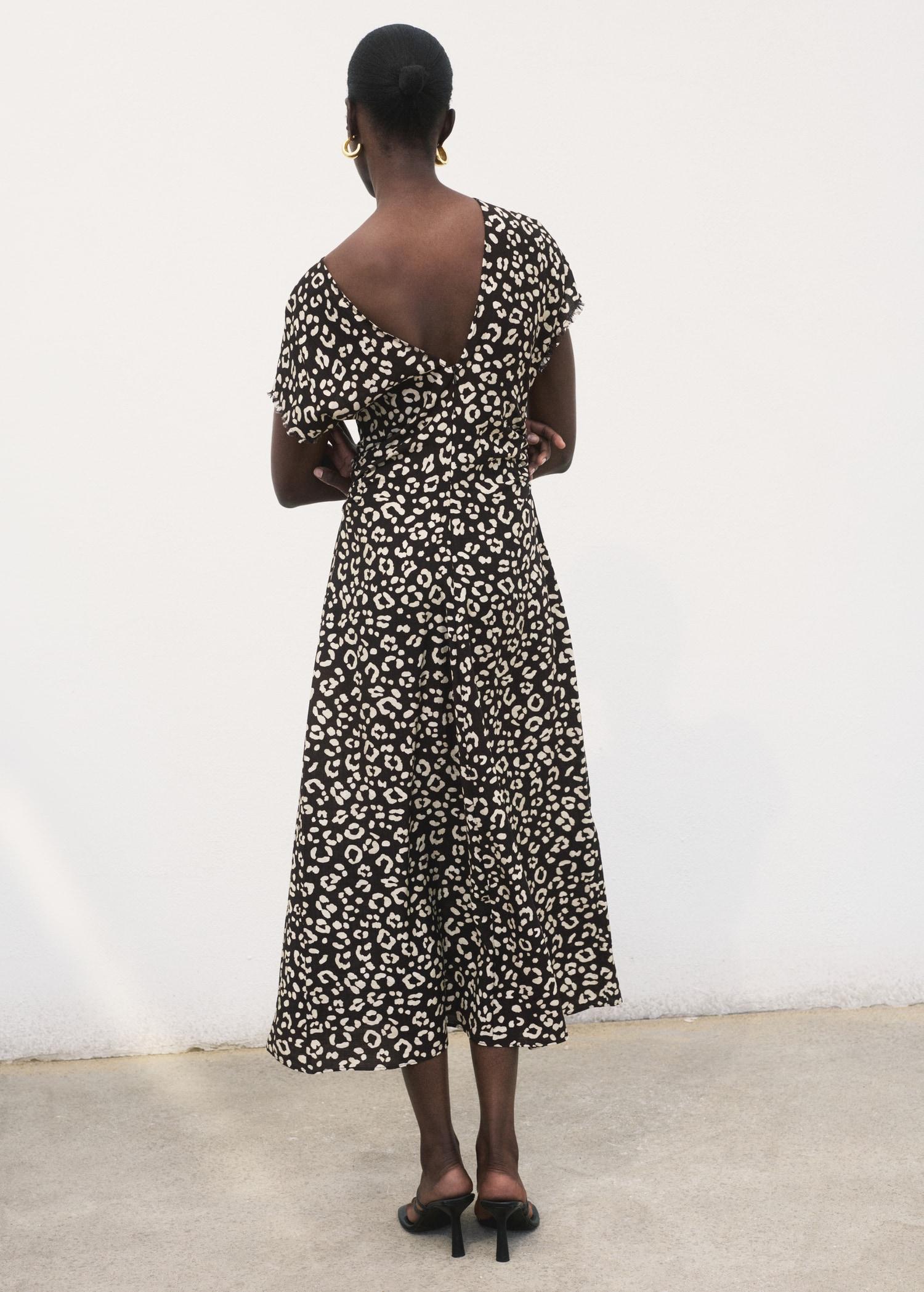 Leopard-print dress with frayed ends - Women | MANGO USA Product Image