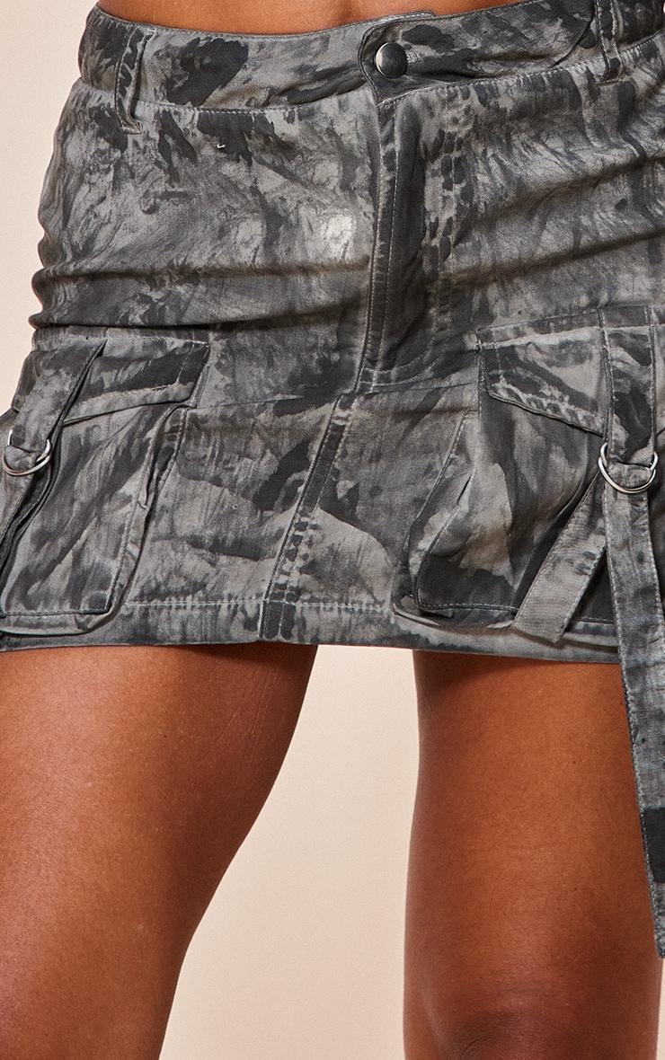 Charcoal Grey Vintage Wash Cargo Micro Mini Skirt Product Image