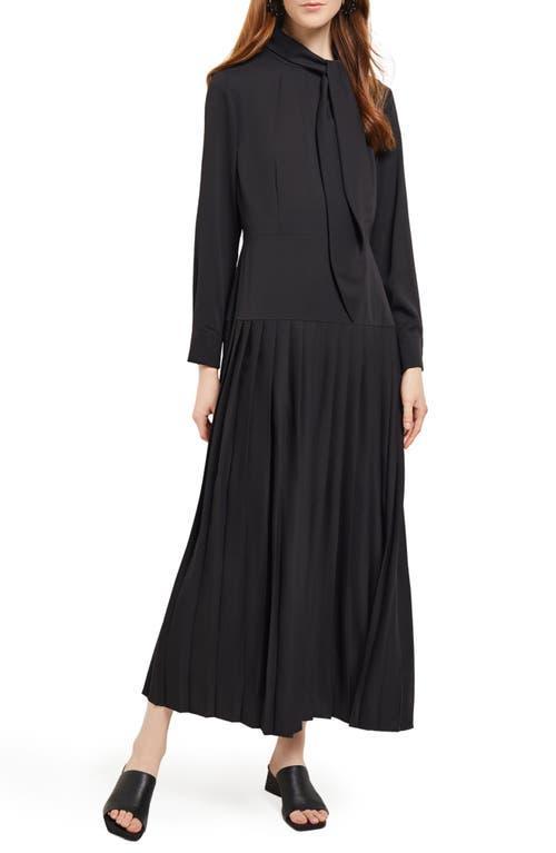 Misook Tie Neck Pleated A Line Maxi Dress Product Image