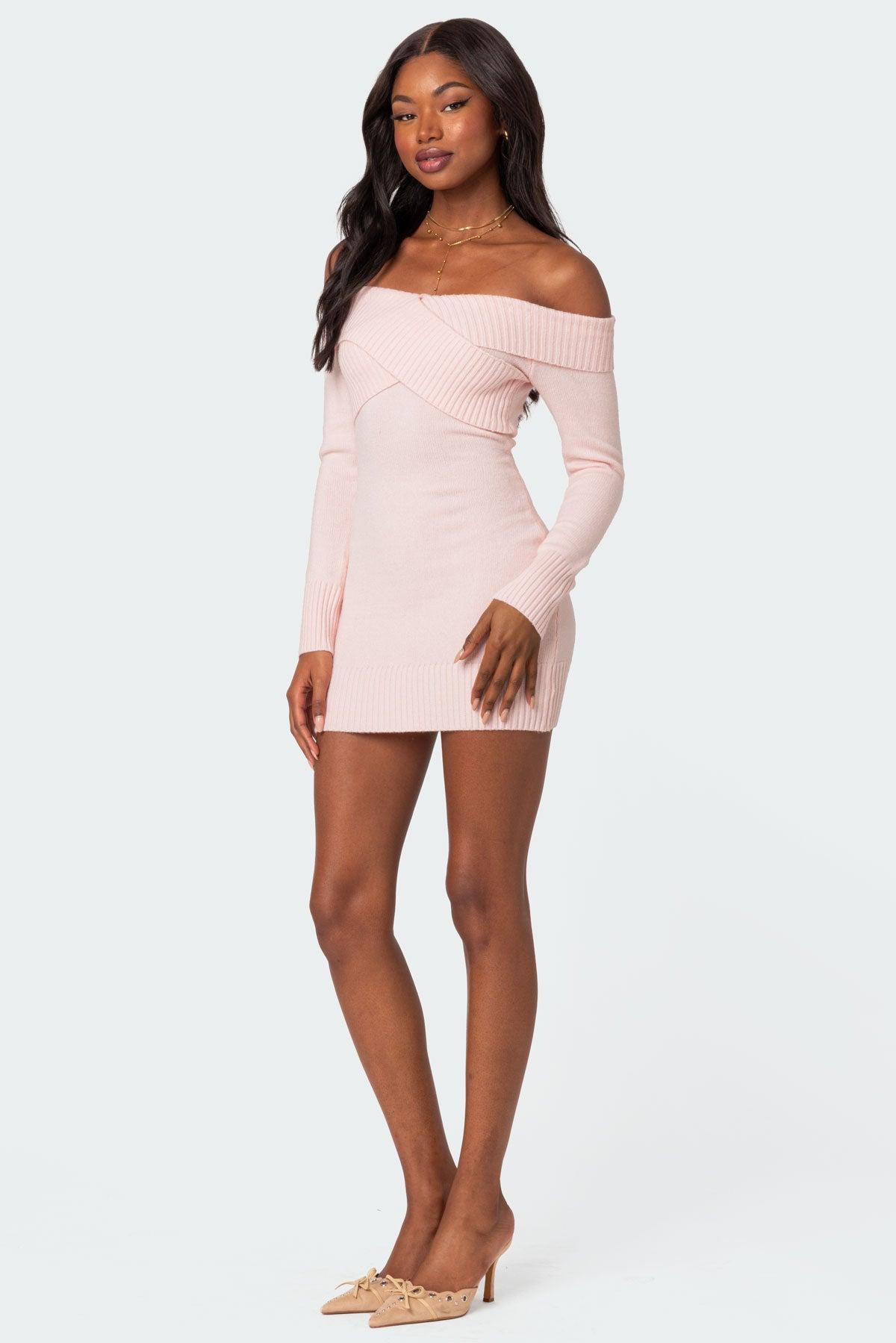 Criss Cross Knit Mini Dress Product Image