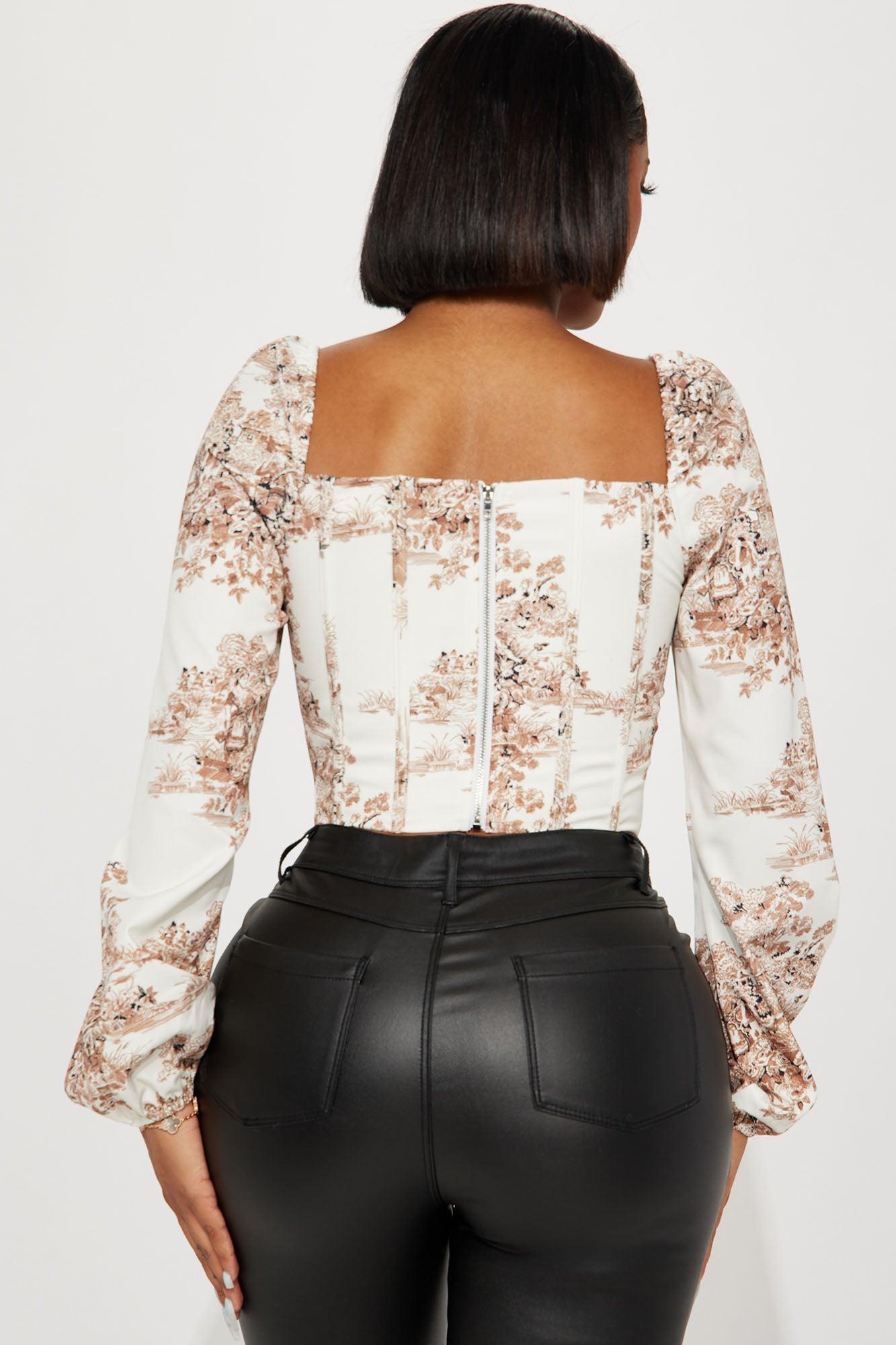 Something Special Long Sleeve Corset Top - Ivory/combo Product Image