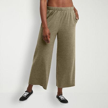 Hanes Originals Womens French Terry Wide Leg Cropped Pants Natural XL Product Image
