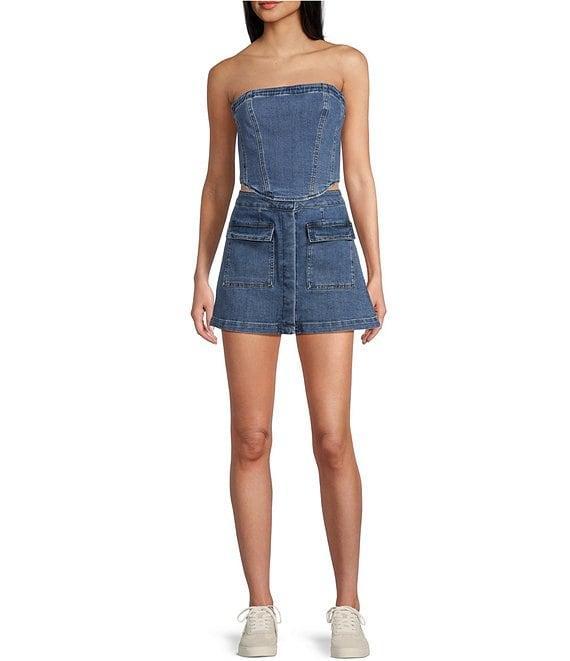 Chelsea & Violet Ava Denim Sleeveless Corset Top Product Image