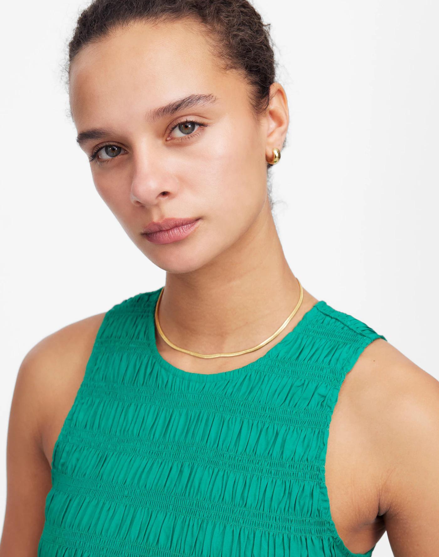 The Melody Bubble-Hem Smocked Midi Dress in Poplin Product Image