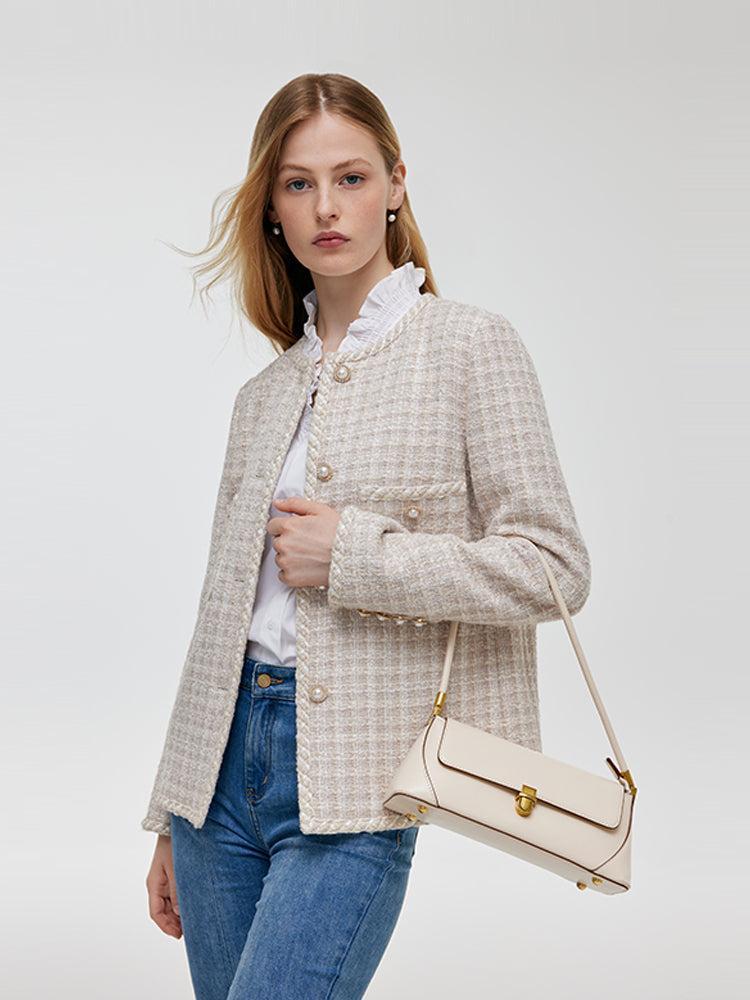 Wool Blend Tweed Single-Breasted Women Jacket Product Image