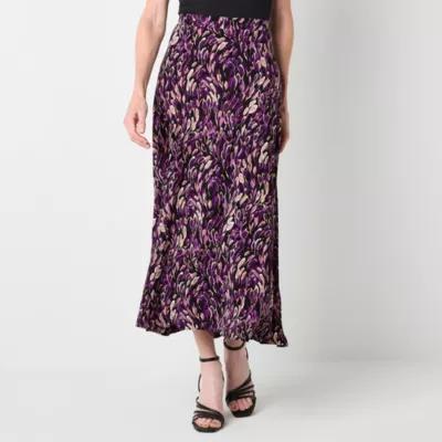 Black Label by Evan-Picone Knit Womens Mid Rise Midi Flared Skirt Product Image