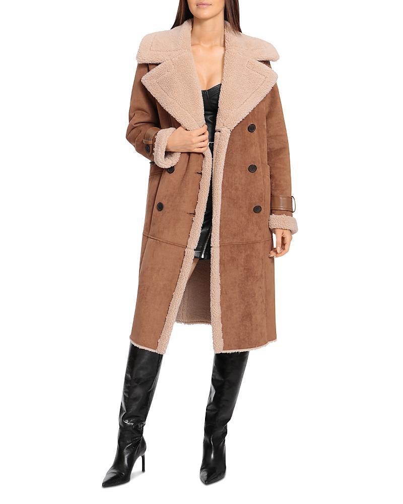 Avec Les Filles Faux Shearling Trench Coat Product Image