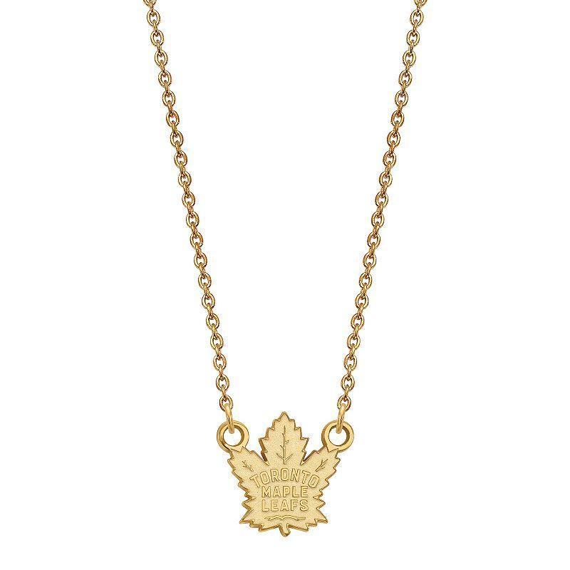 LogoArt Toronto Maple Leafs Sterling Silver Small Logo Pendant Necklace, Womens Gold Over Sterling Product Image