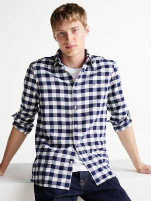 Slim Fit Gingham Brushed Flannel Shirt Product Image