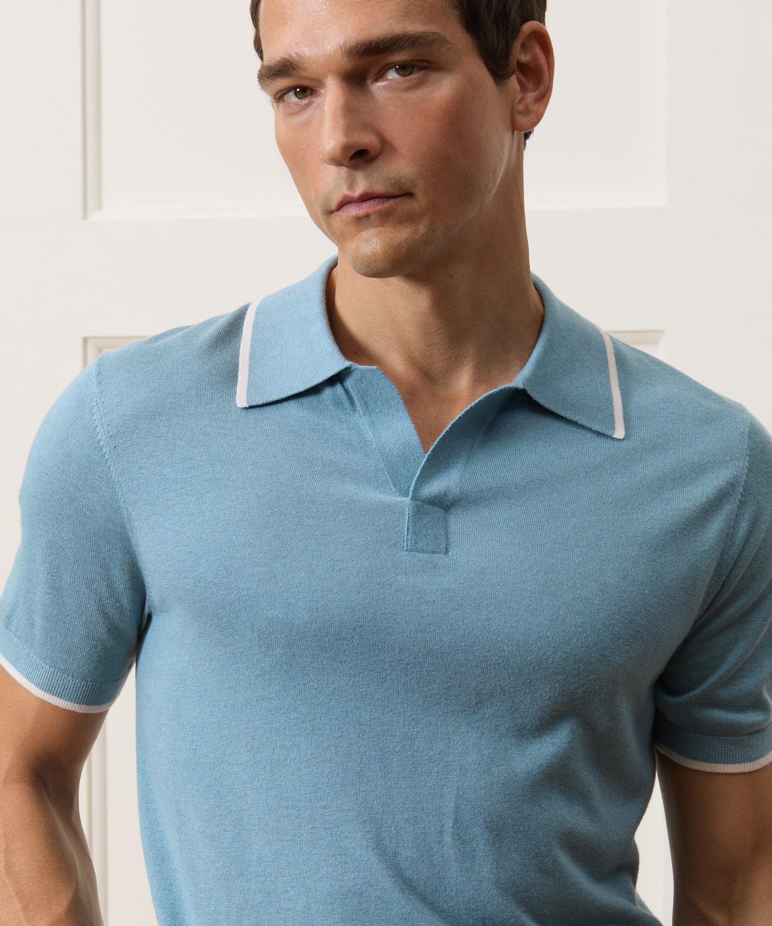 Silk-Cashmere Tipped Sweater Polo Product Image