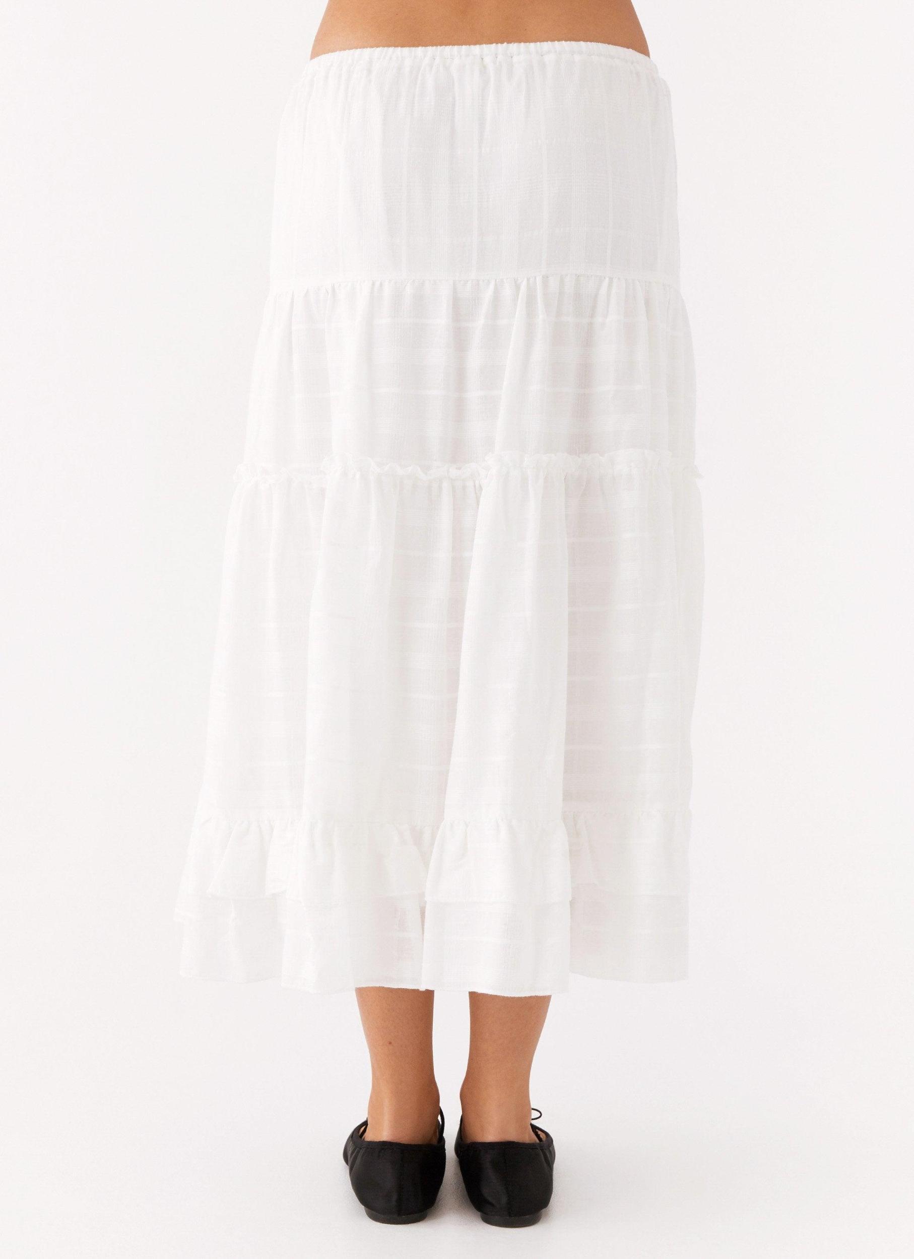 Beatrix Frill Midi Skirt - White Product Image