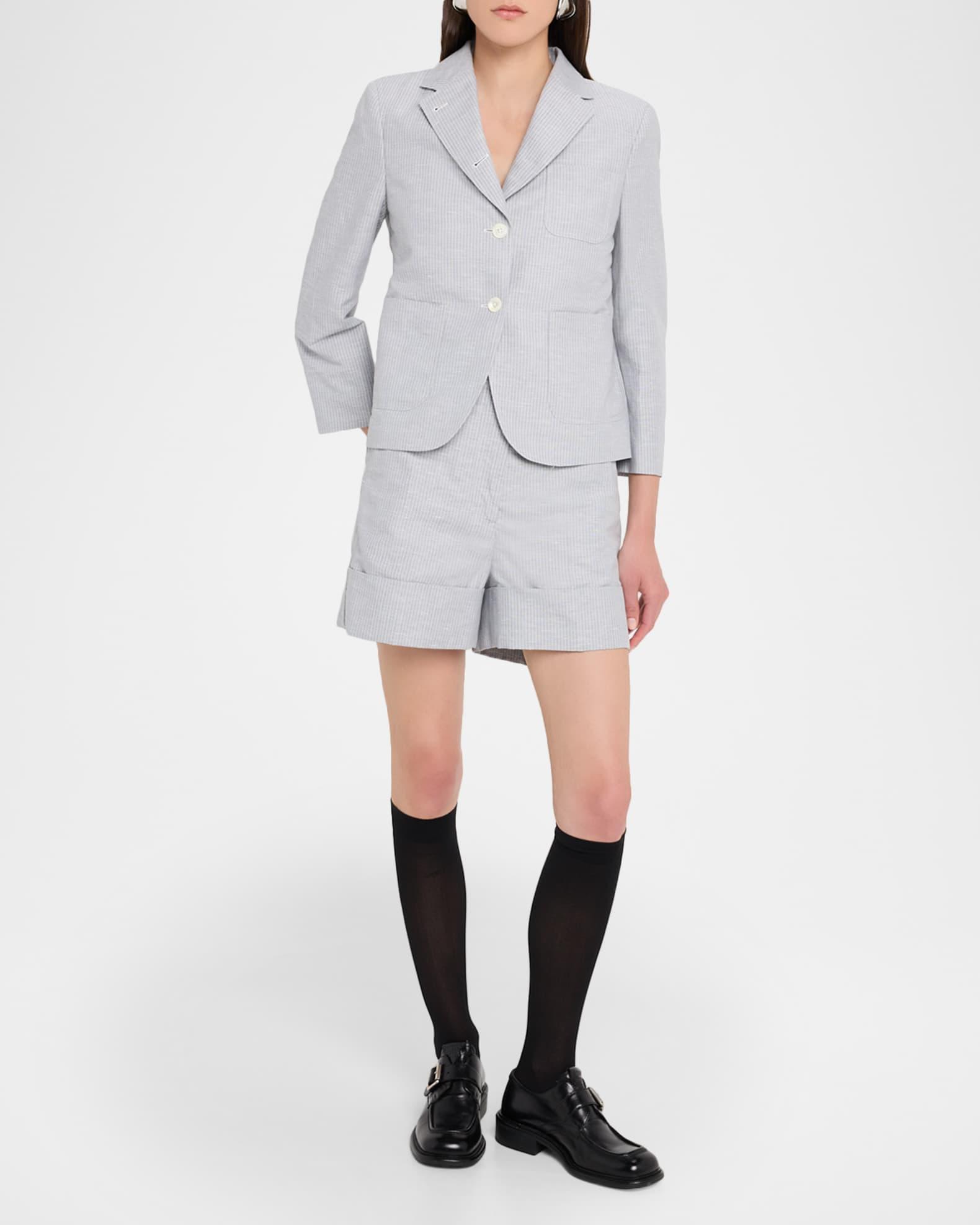 Striped Linen-Cotton Suiting Shorts Product Image