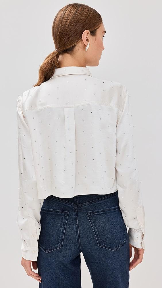 Good American Crystal Cropped Satin Shirt | Shopbop Product Image