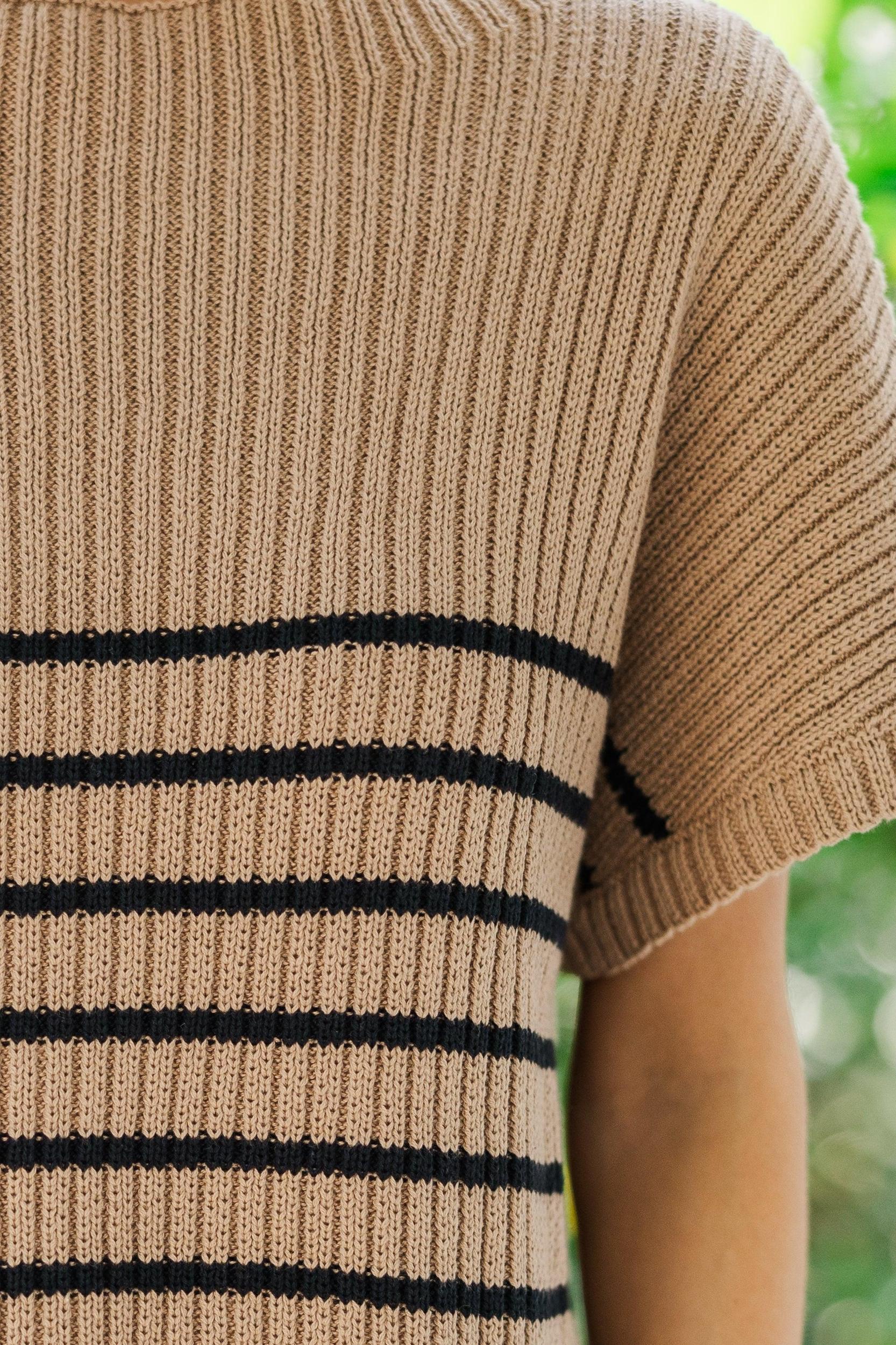 Ready For The Day Tan Brown Striped Sweater Female Product Image