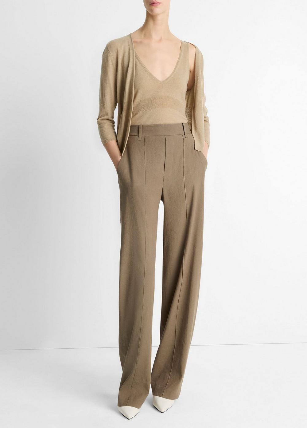Womens Wool & Cashmere-Blend Single-button Cardigan, Dark Vanille, Size M Vince Product Image