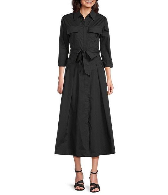 Brave + True Rosellini 3/4 Sleeve Collared Button Front Shirt Maxi Dress Product Image