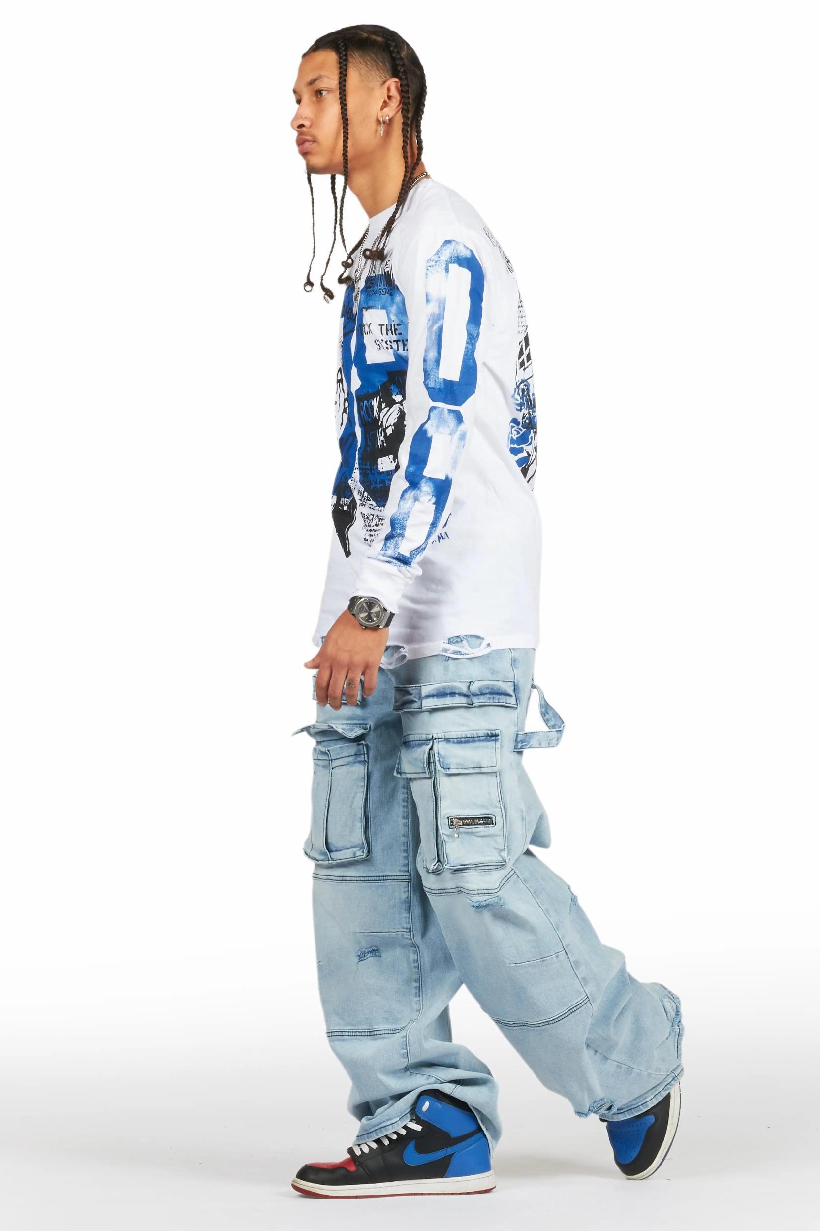 Grill White Long Sleeve Graphic T-Shirt Male Product Image
