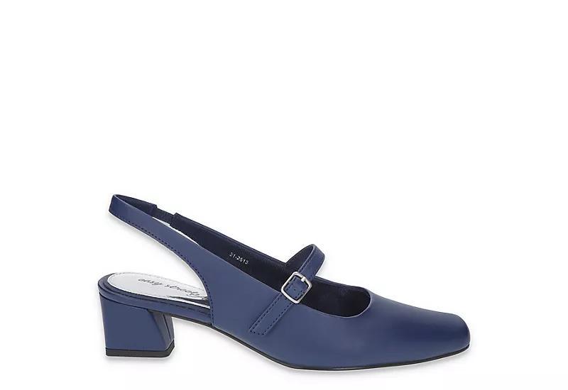 Easy Street Womens Cameo Square Toe Slingback Pumps Blue Satin Product Image