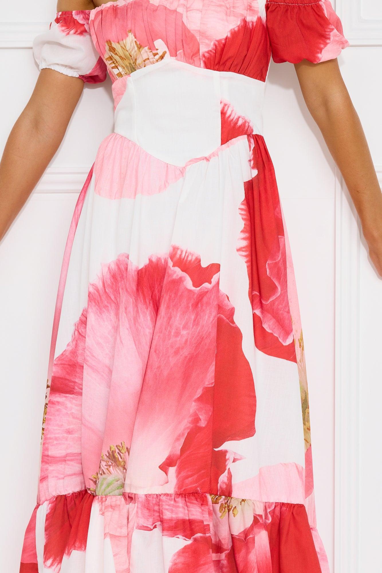 Luxe Narrative Off Shoulder Maxi Dress Pink Product Image