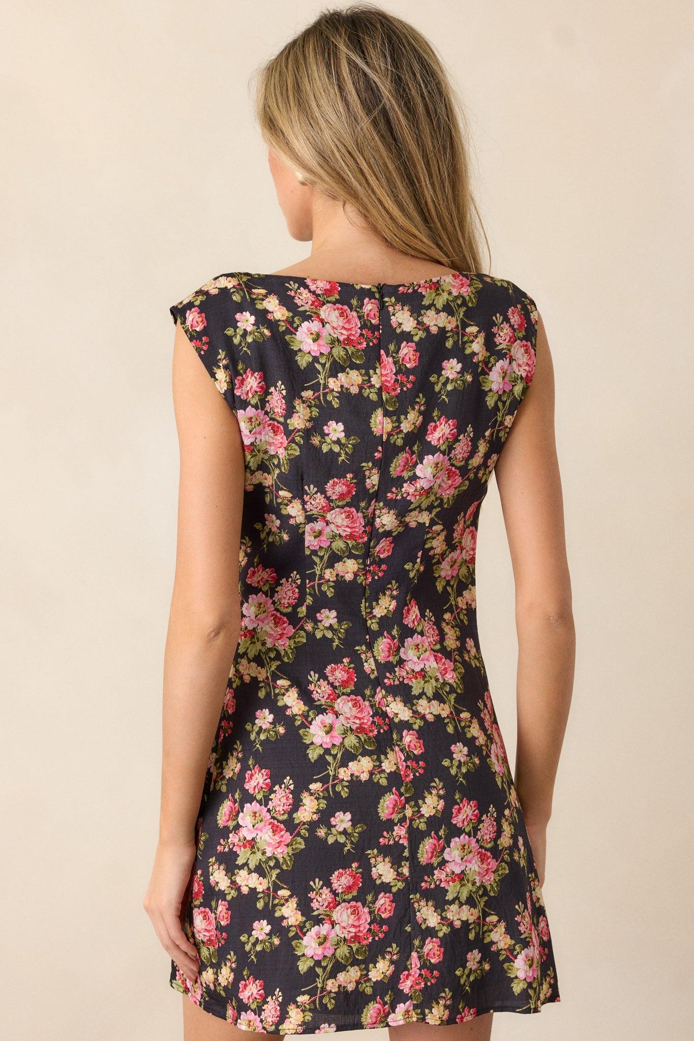 Wildflower Wonder Black Floral Mini Dress Product Image