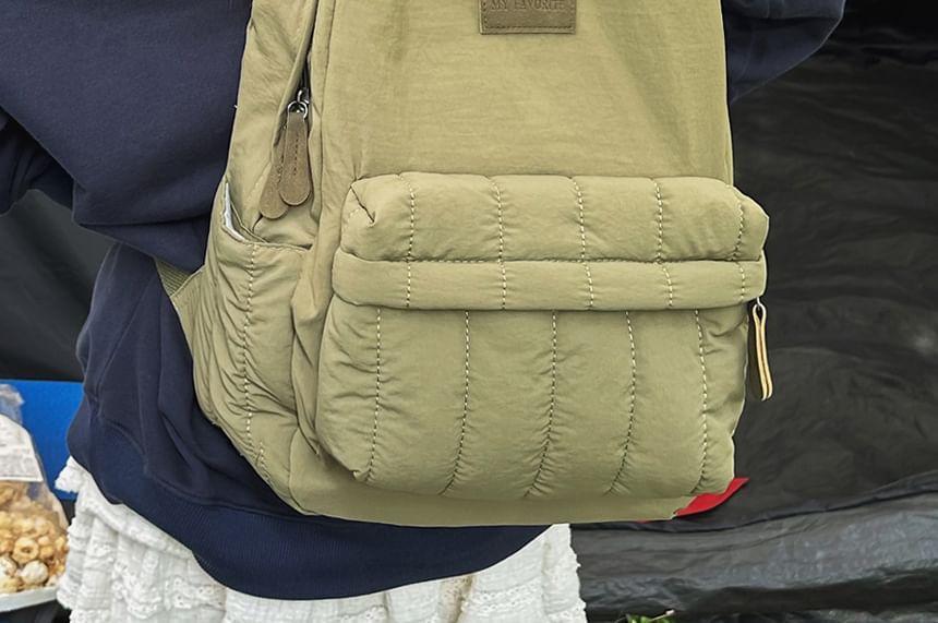 Plain Quilted Nylon Backpack Product Image