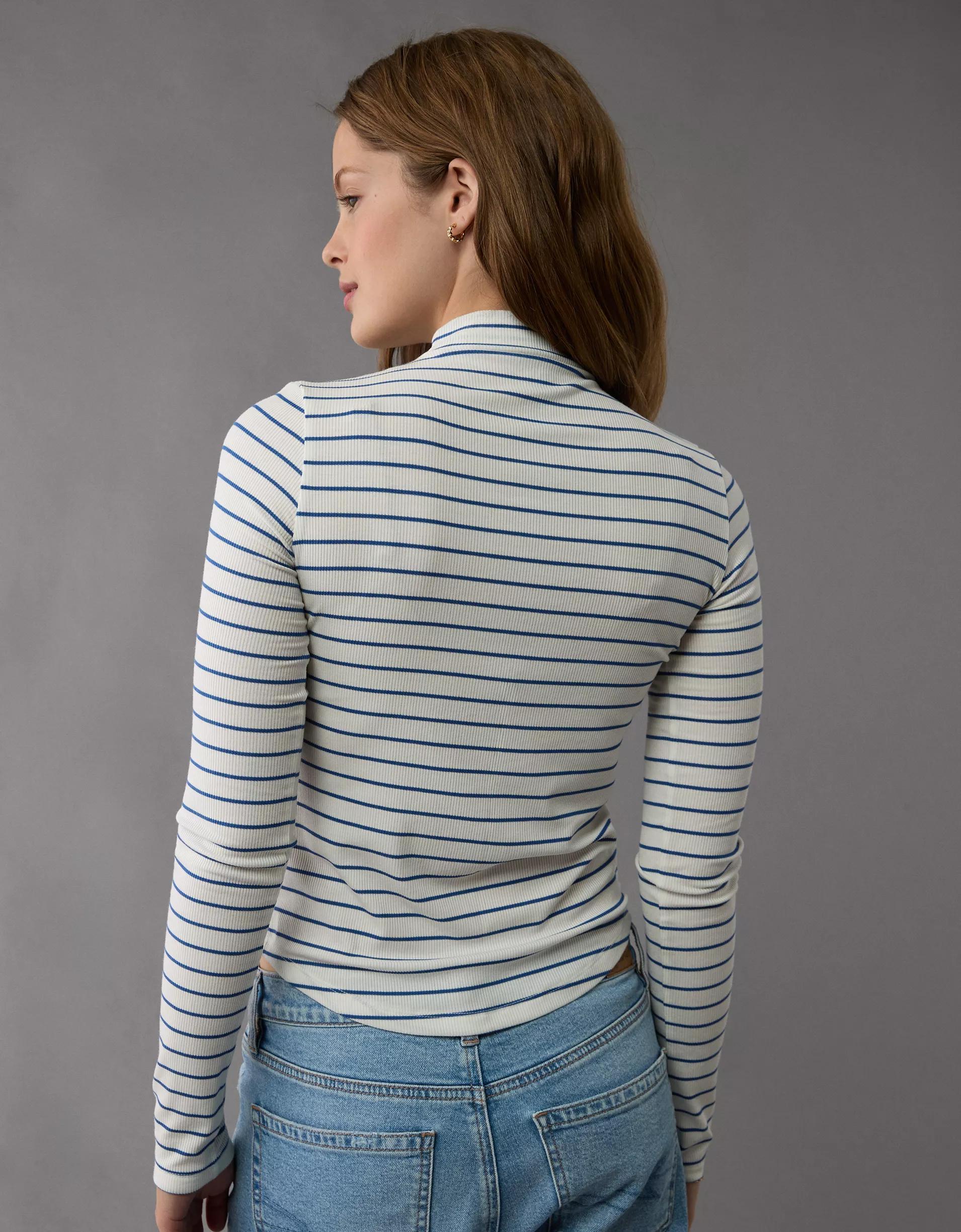 AE Soft & Sexy Long-Sleeve Mock Neck T-Shirt Product Image
