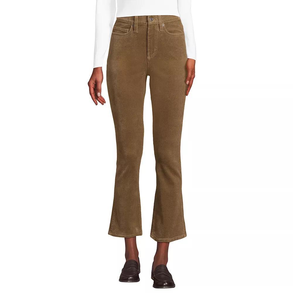 Women's Lands' End Corduroy High Waisted Kick Crop Pants, Size: 14, Patina Blue Product Image