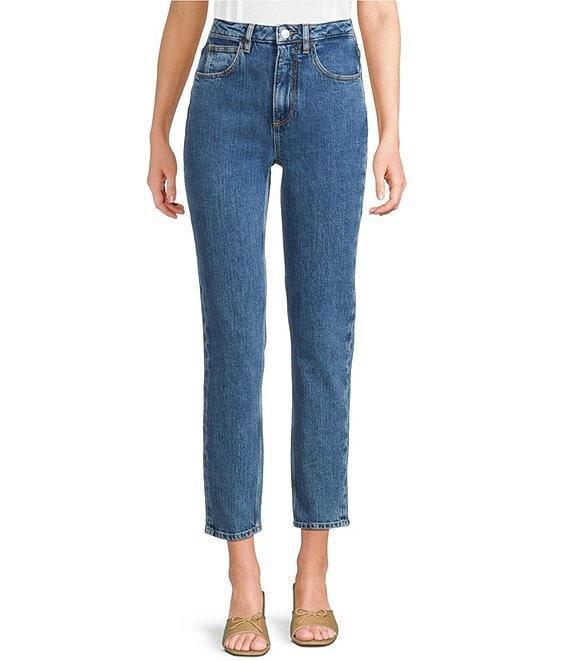 Guess High Rise Straight Leg Denim Mom Jeans Product Image
