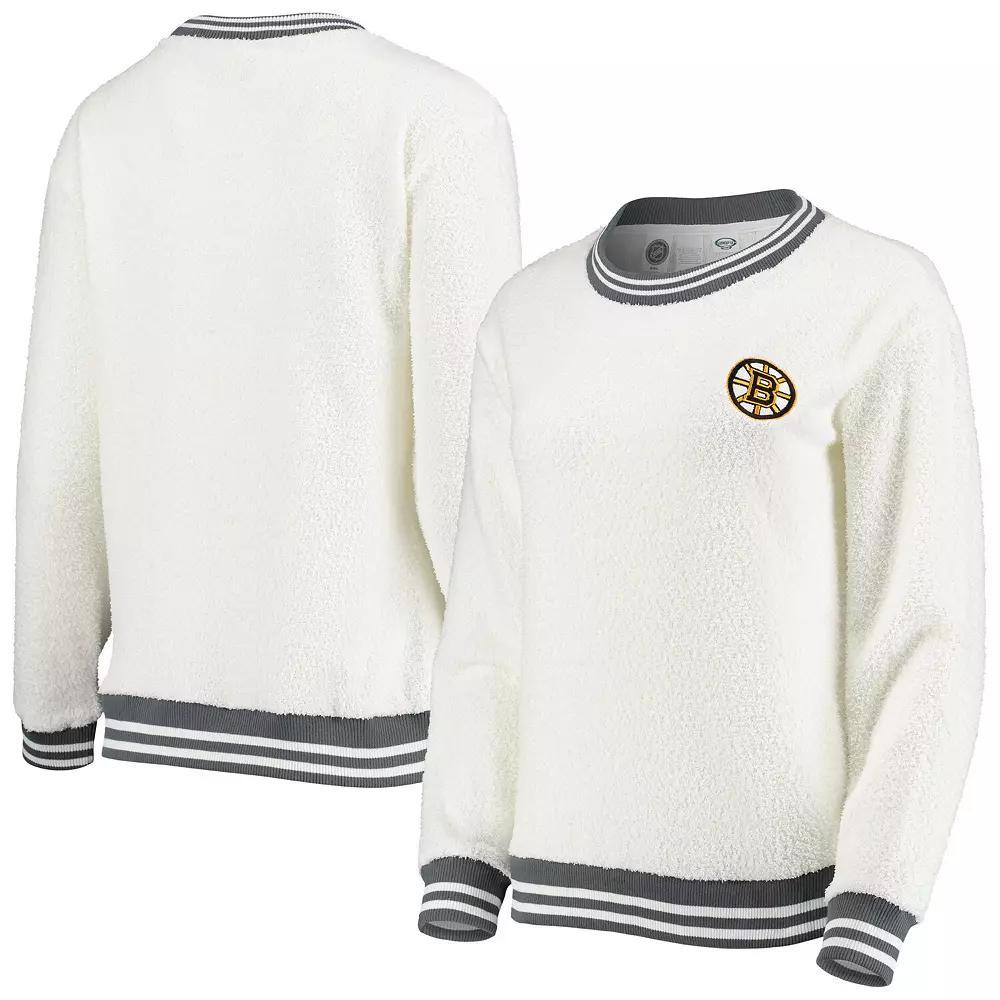Women's Concepts Sport Cream/Charcoal Boston Bruins Granite Sherpa Pullover Sweatshirt, Size: Small, Beige Product Image