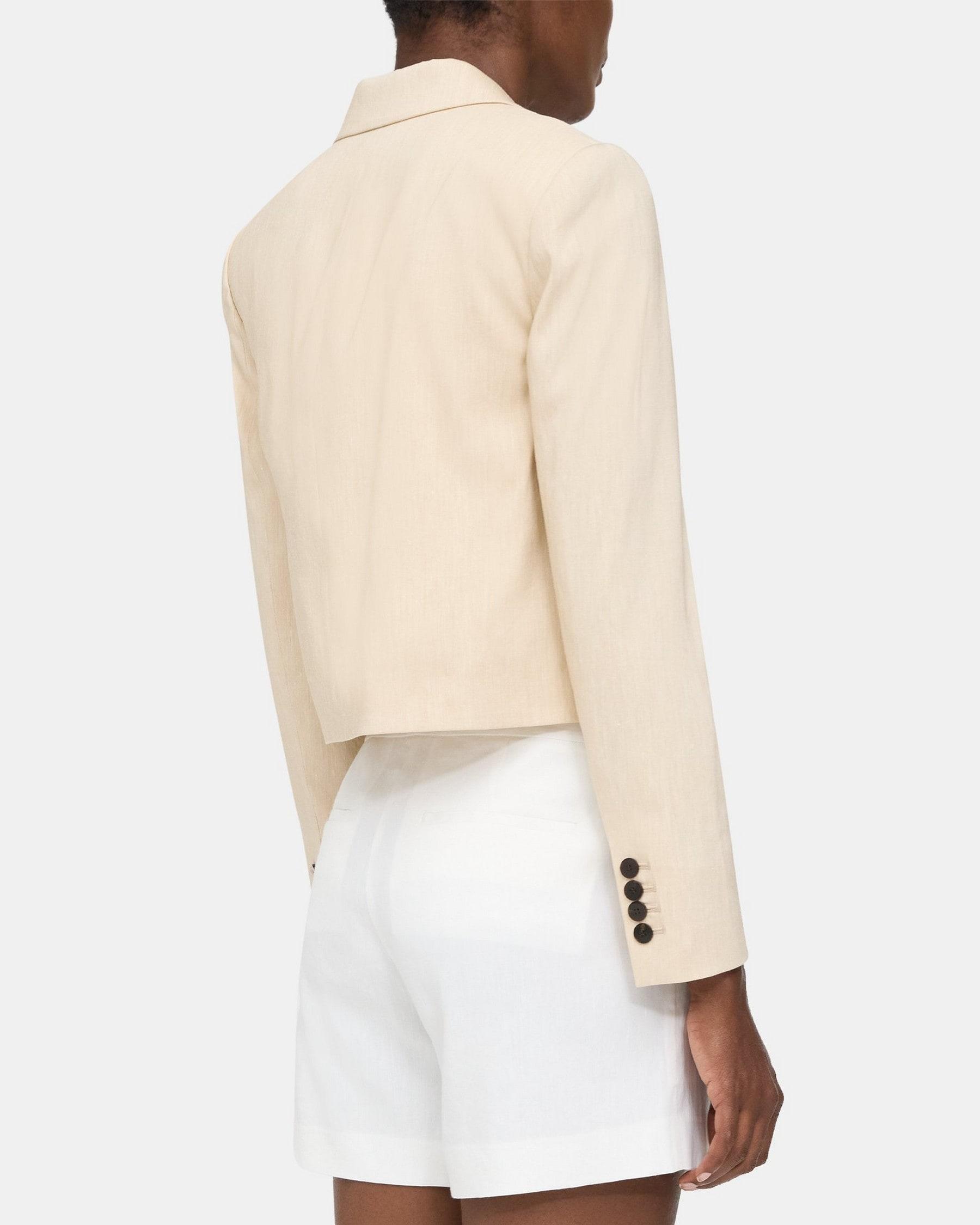 Cropped Blazer in Linen-Blend Product Image