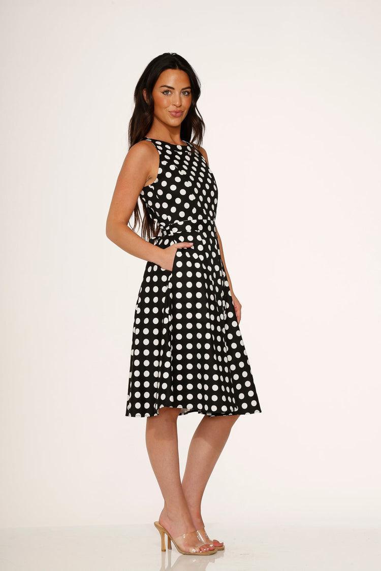 Black & White Polka Dot Swing Dress Product Image