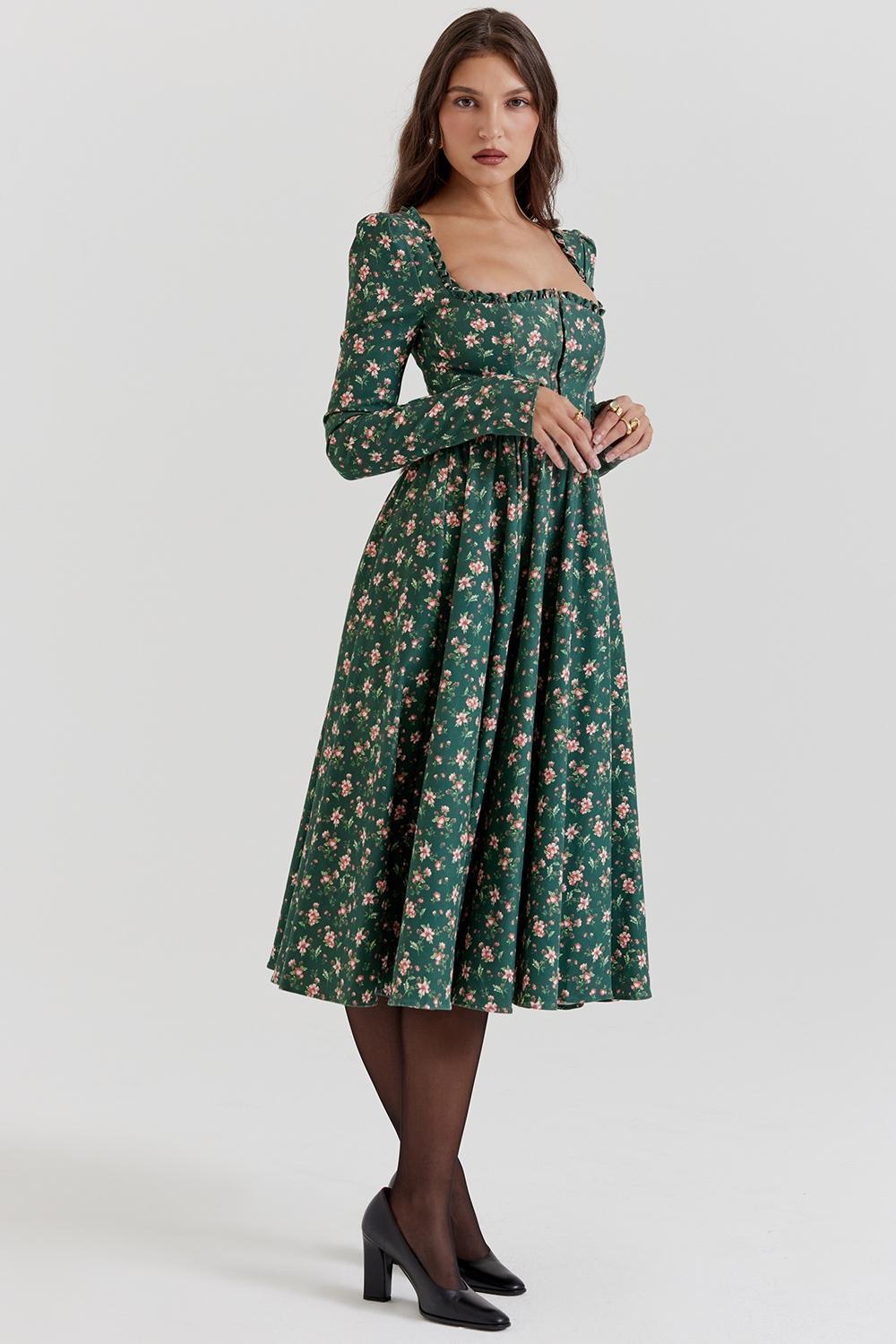 Delia Green Floral Print Midi Dress Product Image